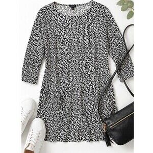 J. Jill Black White Mini Dress Pockets Casual Stretch Shift‎ Small